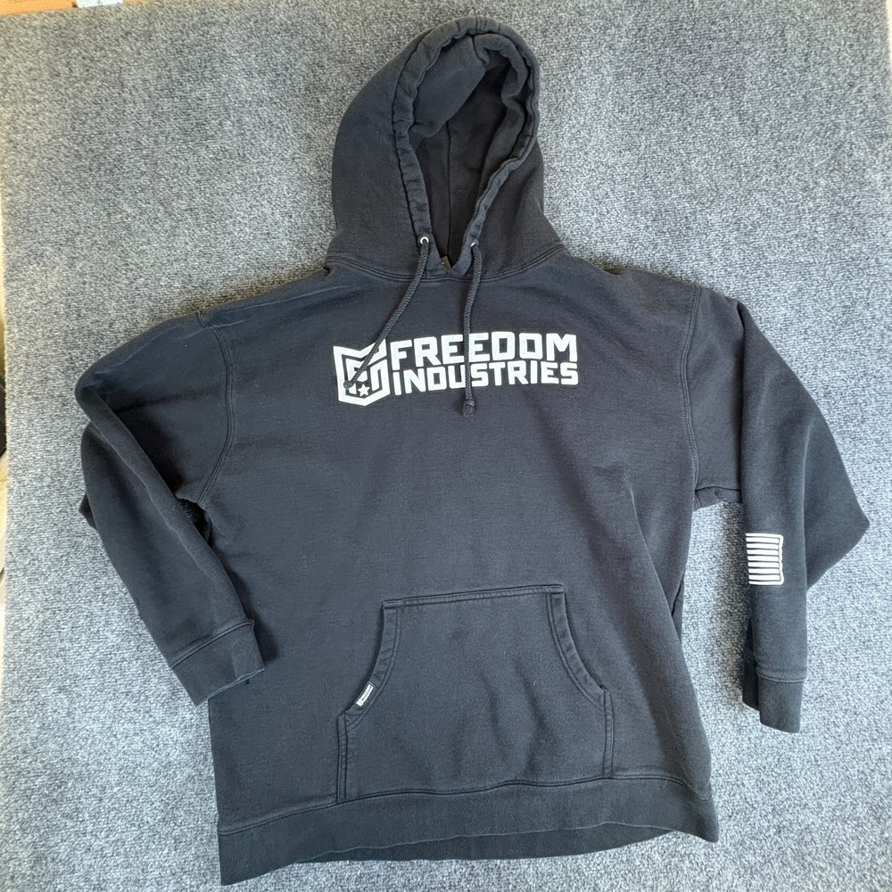 Freedom Industries Hoodie Mens 3XL Black Logo Graphic Cotton Pullover Drawstring